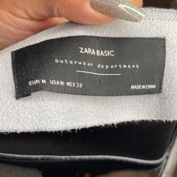 Zara Faux Suede Blue Button Front Jacket size M - Picture 13 of 13